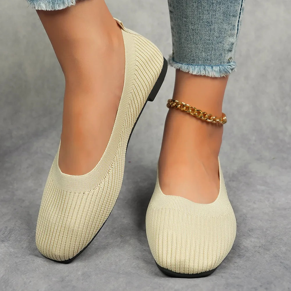 Knitted Square Toe Flat Slip-ons (5)