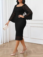 Lace Square Neck Midi Dress (10)