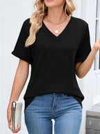 Casual V-neck Short Sleeve T-shirt (7)