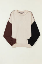 Contrast Round Neck Dropped Shoulder Sweater (15)