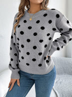 Polka Dot Round Neck Sweater (17)