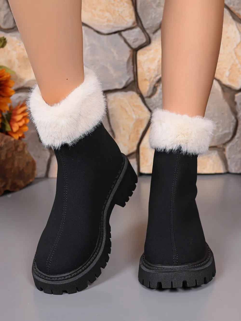 Faux Fur Trim Suede Platform Boots (8)