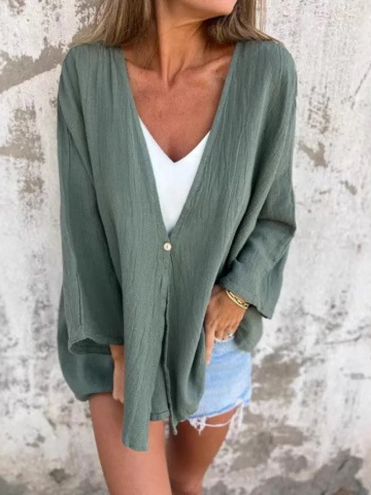 Full Size Oversized Button-up Cardigan Plus