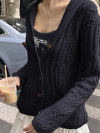Cable Knit Button Up Cardigan (12)