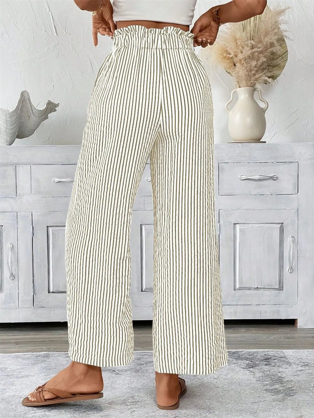 Full Size Striped Wide Leg Paper Bag Pants Plus (14)