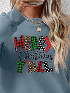 Letter Graphic Round Neck Long Sleeve Sweatshirt (11)