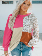 Block Leopard Round Neck Sweatshirt (3)