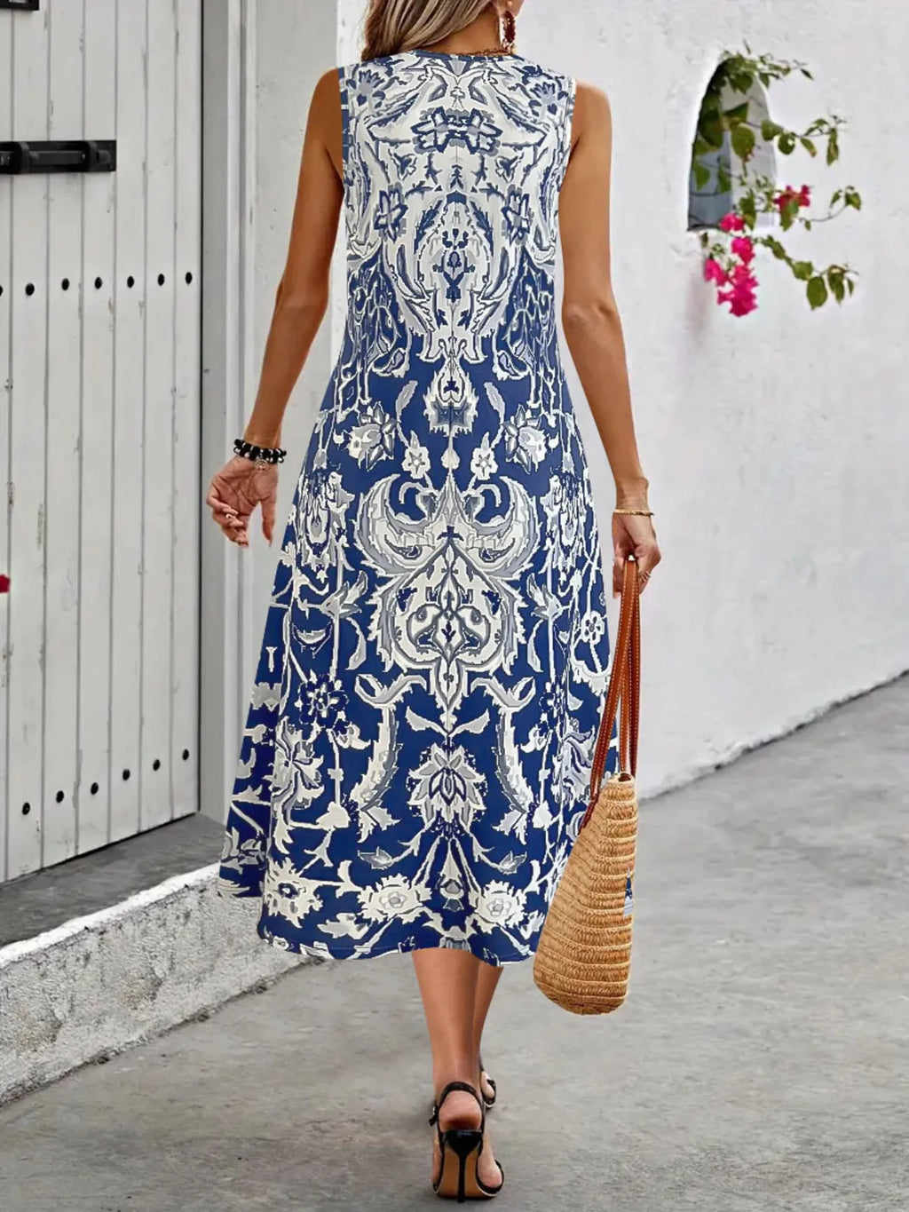 Printed Sleeveless Midi Dress (5)