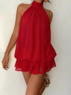 Halter Neck Chiffon Mini Dress (21)