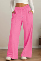 Drawstring Elastic Waist Wide Leg Pants (19)