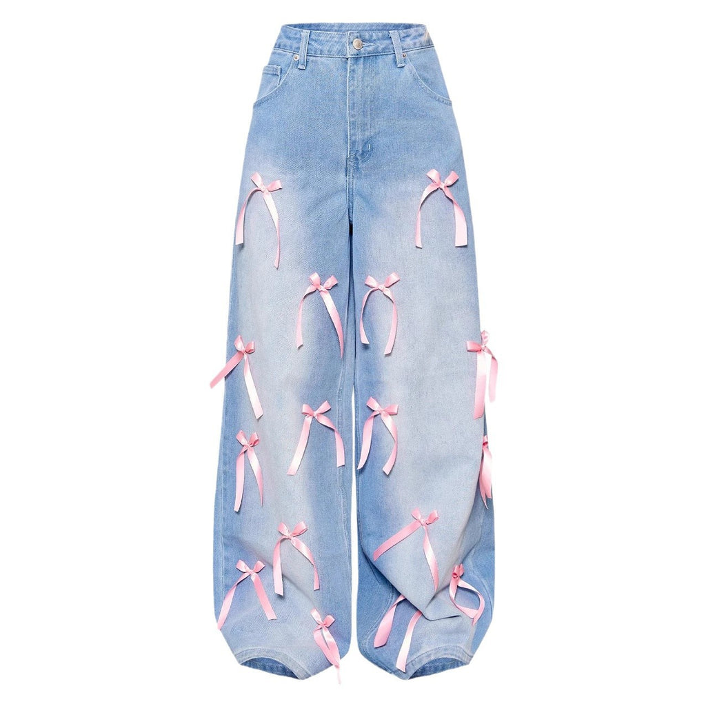 Bow High Waist Wide Leg Jeans photo 5