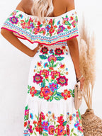 Floral Off Shoulder Ruffle Maxi Dress (2)