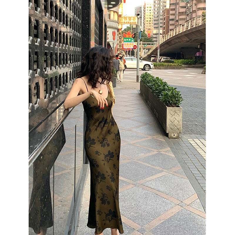 Printed Suspender Fishtail Midi Dress photo 15
