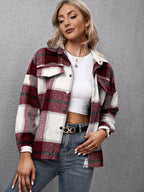 Plaid Long Sleeve Shirt Jacket (7)