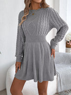 Cable Knit Long Sleeve Sweater Dress (14)