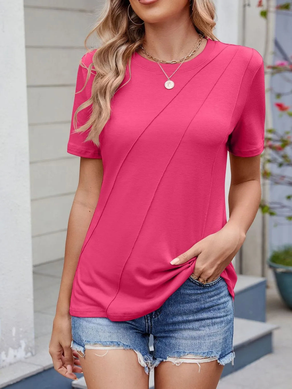 Round Neck Short Sleeve T-shirt (28)