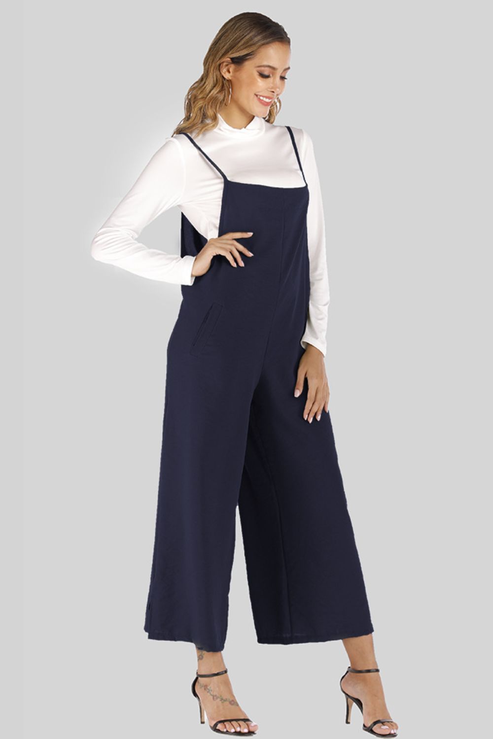 Full Size Cropped Wide Leg Overalls Pockets (10)