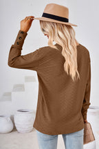 V-neck Long Sleeve Blouse (2)