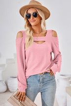 Cutout Square Neck Cold Shoulder T-shirt (7)