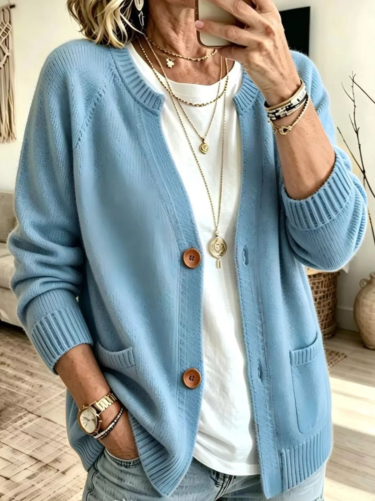 Full Size Button-down Knit Cardigan Plus (18)
