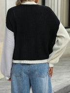 Contrast Open Front Long Sleeve Cardigan (5)