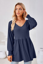 V-neck Lantern Sleeve Blouse (26)
