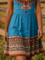 Tribal Print Sleeveless A-line Summer Dress (18)