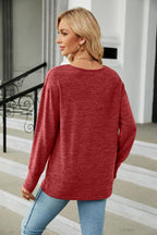 V-neck Long Sleeve T-shirt (15)