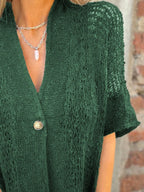 Full Size One Button Openwork Cardigan Plus (19)