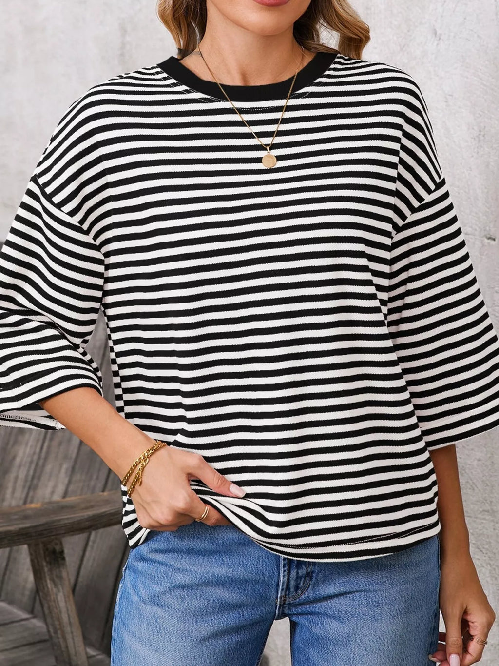 Striped Back Bow Tie T-shirt (11)
