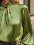 Satin Cutout Front Blouse (7)