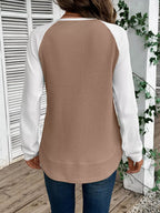 Waffle Knit Raglan Sleeve T-shirt (9)