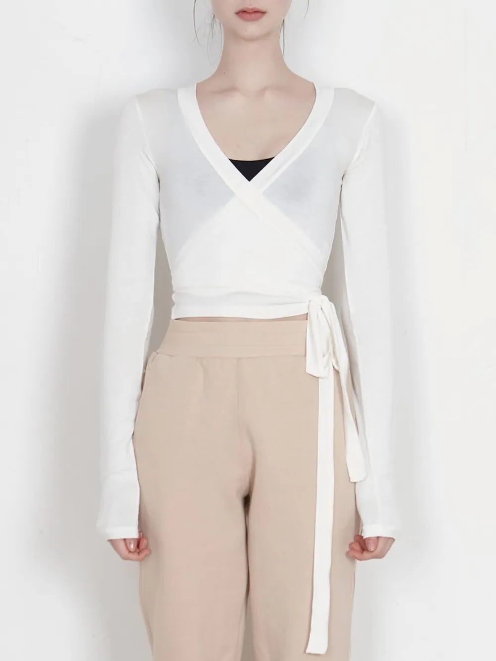 Tied Surplice Long Sleeve Top (9)