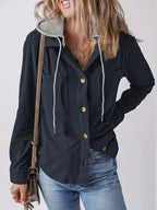Hooded Corduroy Button-down Jacket (2)