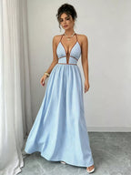 Striped Halter Neck Maxi Dress (2)