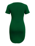 Round Neck Short Sleeve Mini Tee Dress (16)