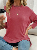 Side Slit Round Neck Sweatshirt (26)