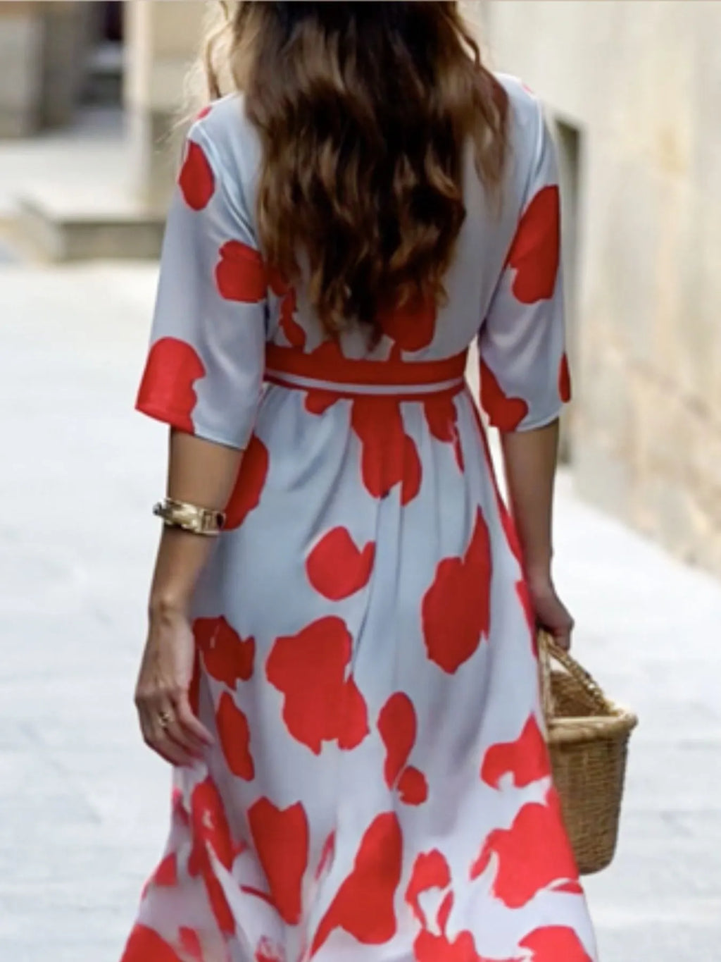 Floral Print Half Sleeve Wrap Maxi Dress (3)