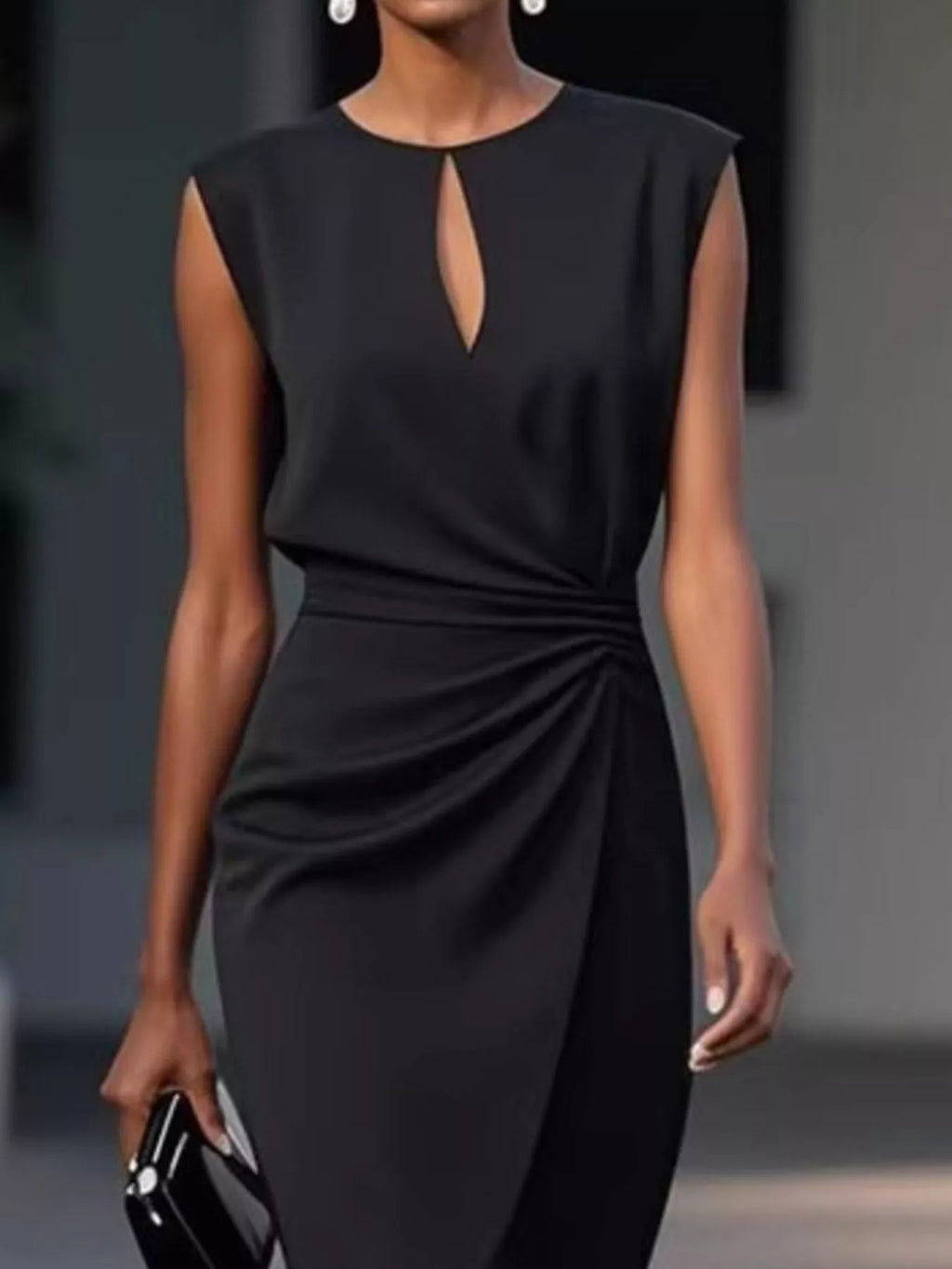 Ruched Waist Sleeveless Dress (8)
