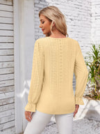 Applique V-neck Flounce Sleeve T-shirt (12)