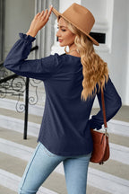 Round Neck Flounce Sleeve Blouse (6)