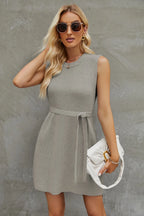 Tied Round Neck Sleeveless Sweater Dress (19)