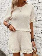 Tassel Round Neck Top Shorts Set (4)
