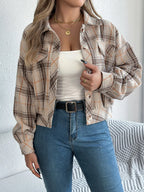 Plaid Button Up Long Sleeve Jacket (23)