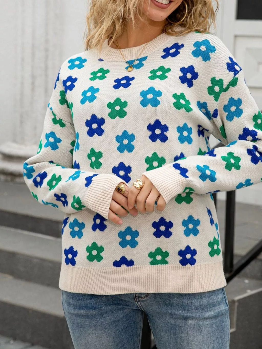 Floral Crew Neck Sweater (19)