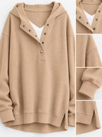 Full Size Snap Button Placket Dropped Shoulder Hoodie Plus (27)