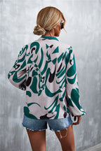 Printed Tie Neck Puff Sleeve Blouse (15)