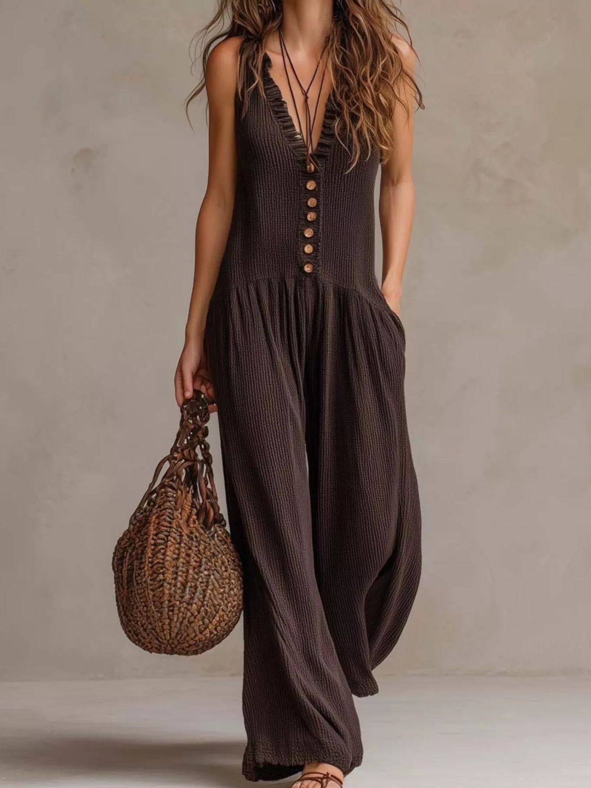 V-neck Sleeveless Wide Leg Jumpsuit (5)