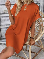 Short Sleeve Mini Tee Dress Pockets (2)