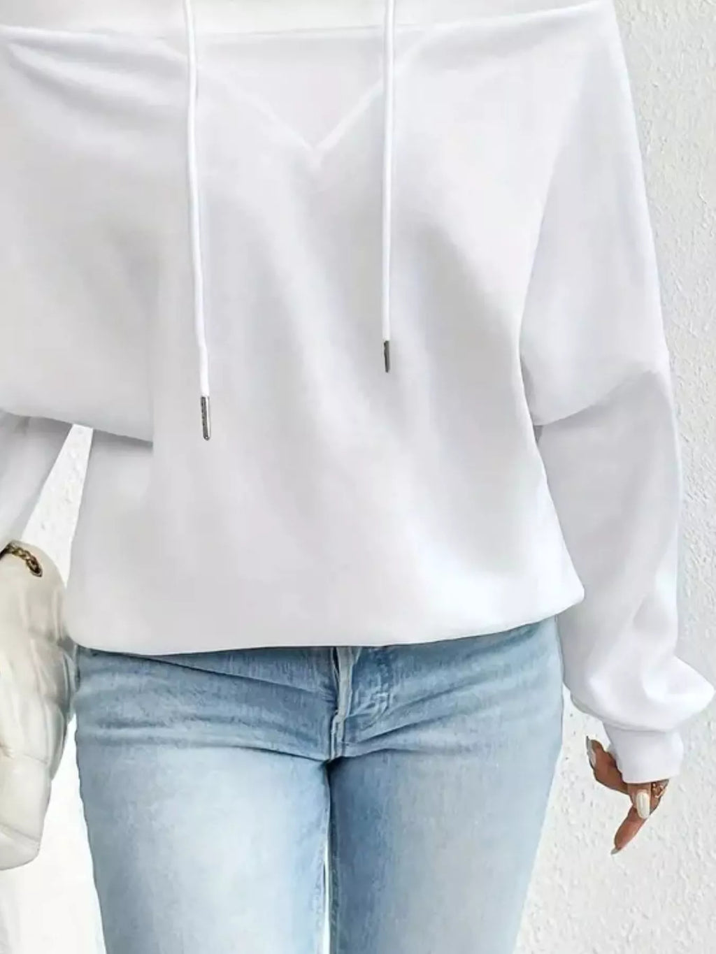 Full Size Off-shoulder Drawstring Long Sleeve Top Plus (18)